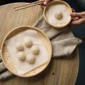 Hand-Woven Bamboo Sieve Bamboo Dustpan Fruit Bread Storage Basket Japanese Kitchen Fruit Tableware Display Storage Tray. 