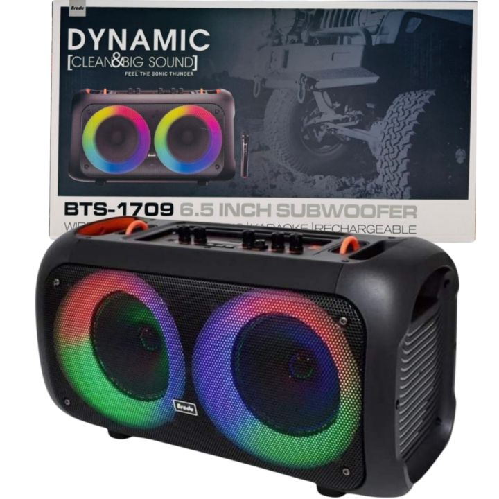 Brodu%20BTS-1709%20Bass%20Portable%20Subwoofer%20Bluetooth%20Karaoke%20Speaker%20with%20Wireless%20MIC%20Big%20Sound/Dynamic%206.5%20Inch%20Speaker%20Dual%20Subwoofer%20-%20Image%202