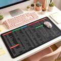Spanish Excel Shortcuts Pattern Large Mouse Pad Office Desk Mat Computer Keyboard Pad Starters for Office Workers Students.