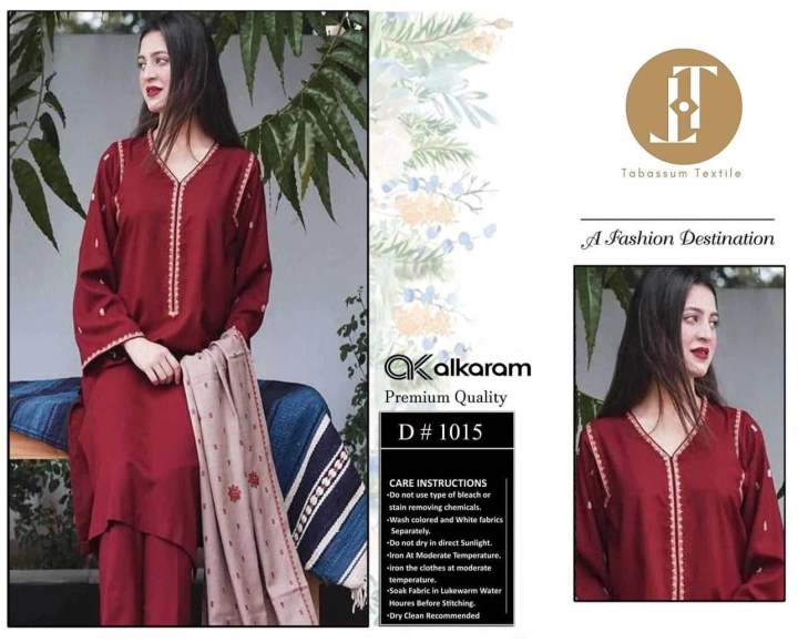 Alkaram Embroidered unstitched 3pc Suite