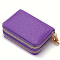 Women Zipper Short Style Purse Lychee Pattern Fashion Large Capacity Multi Card Slot Coin Purse With Zipper. 