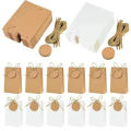 10/20/30pcs Retro Kraft Paper DIY Bag White Brown Cookie Wedding Favor Candy Box Food Packaging Bag With Rope Birthday Deco.