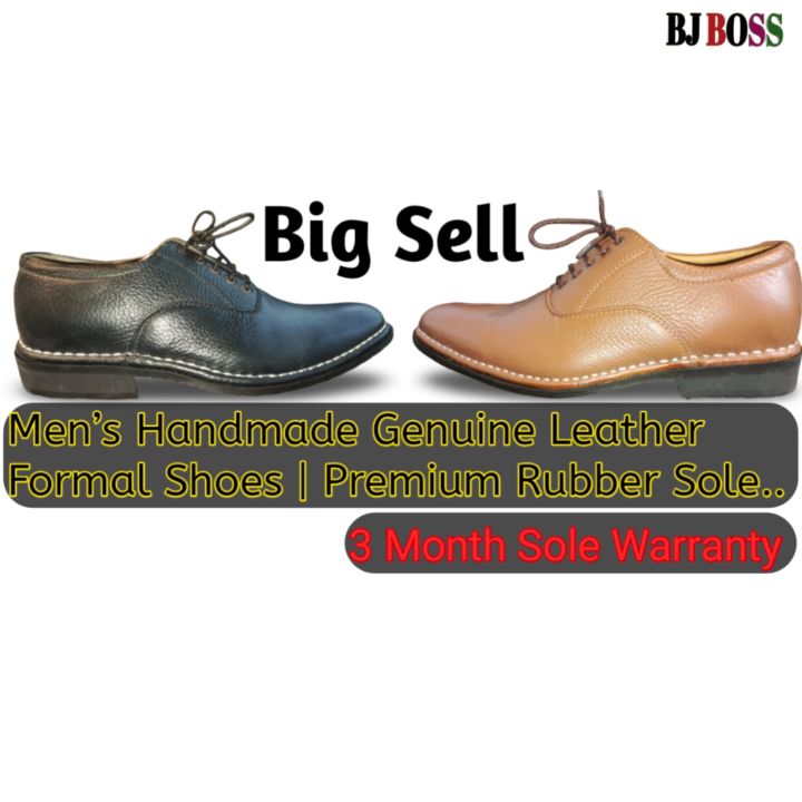 Men’s handmade genuine leather formal shoes, premium rubber sole ...