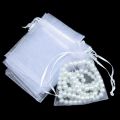 25/50PCS Drawable Party Supply Christmas Favor Jewelry Packing White Pouches Drawstring Pocket Organza Gauze Sachet Gift Bags.