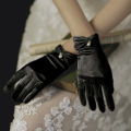 White Satin Wedding Dress Gloves Short Elegant Petal Pearl Bow Mesh Bridal Gloves Versatile Photo Accessories Pearl Retro. 