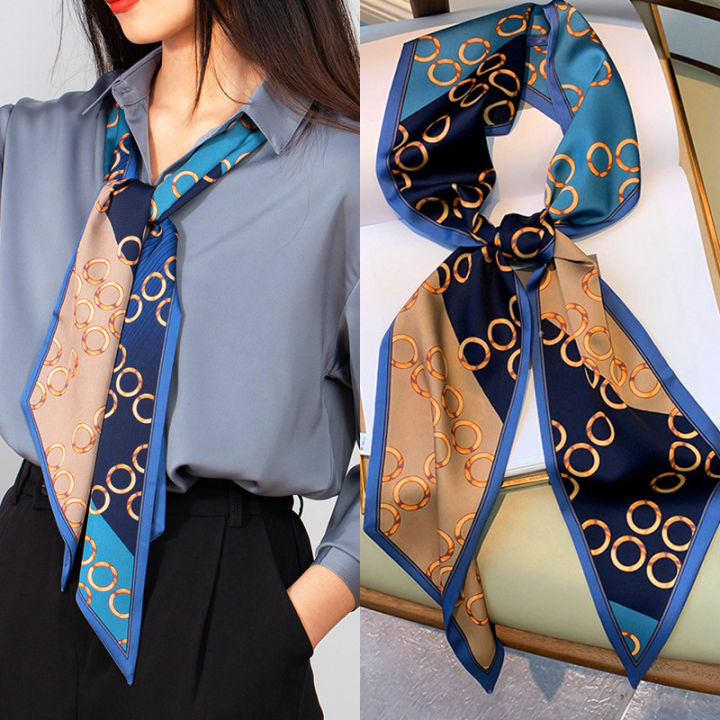 Fashion%20Blue%20Print%20Silk%20Scarf%20Women%20Soft%20Satin%20Horse%20Hairband%20Bevel%20Neckerchief%20Office%20Hijab%20Headband%20Foulard%20Bag%20Ribbons%20Gift%20-%20Image%202