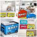 Non-Woven Cartoon School Bus Storage Box Car Pattern Toy Storage Box Dormitory. 