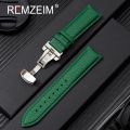 Litchi Grain Strap 18/20/22mm Watch Accessories Genuine Soft Leather Wristwatch Band With Butterfly Buckle.