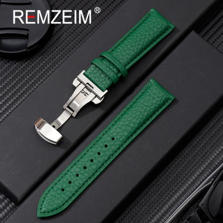 Litchi%20Grain%20Strap%2018/20/22mm%20Watch%20Accessories%20Genuine%20Soft%20Leather%20Wristwatch%20Band%20With%20Butterfly%20Buckle%20-%20Image%202