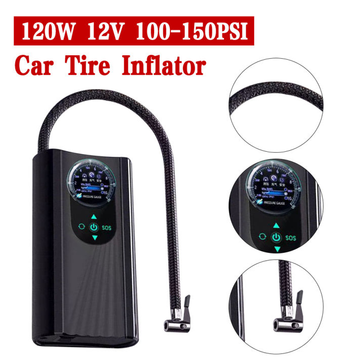 120W 12V 100150PSI Car Tire Inflator Handheld Air Inflatable Pump