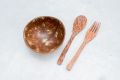 Natural Hand made kithul wood fork and spoon and coconut wood fork and spoon. 
