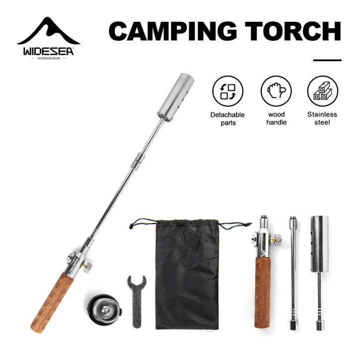 Widesea Long Handle Flamethrower Detachable Stainless Steel Portable Camping Easy to Carry for Outdoor Fire Starting BBQ C
