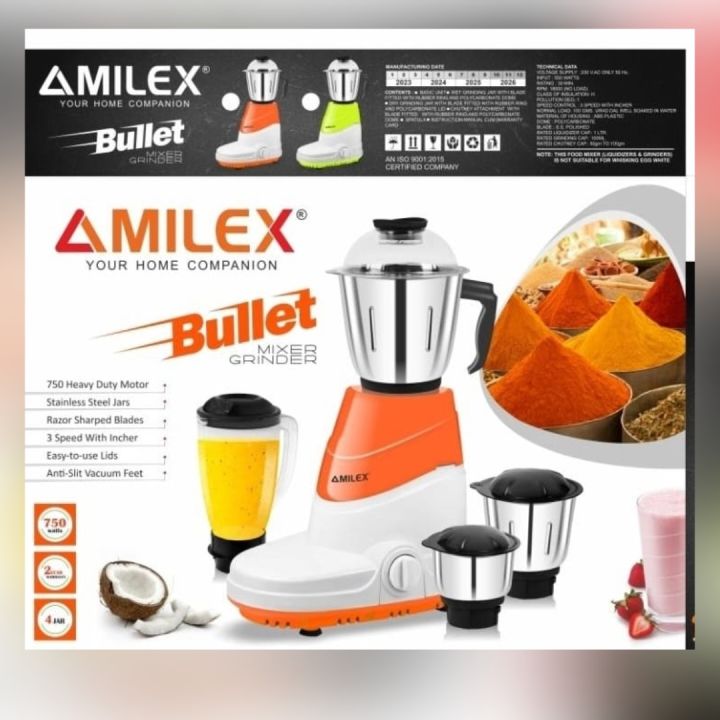 Indian Amilex Mixer Grinder 4 in 1 Steel Cups 750 Watts