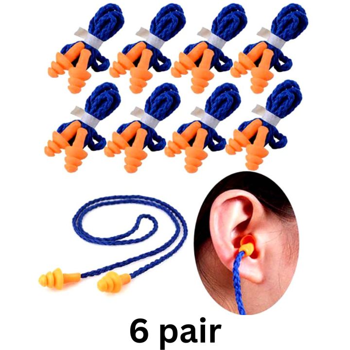 6 Pair 3M 1270 Anti- Noise Earplug, Water Proof,  Good For Sleeping Time, Study Time, Factory Work,  ETC