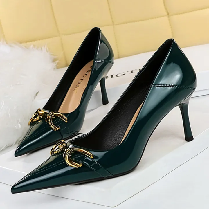 Women%20New%20Elegant%207cm%2010.5cm%20High%20Heels%20Pumps%20Female%20Red%20Wedding%20Premium%20Dress%20Shoes%20Lady%20Trendy%20Metal%20Decoration%20Shoes%20-%20Image%202