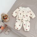 New Autumn Winter Childrens Polar Fleece Pajamas Set Warm Fleece Lined Cardigan for Girls with Lace Trim Peter Pan Collar. 