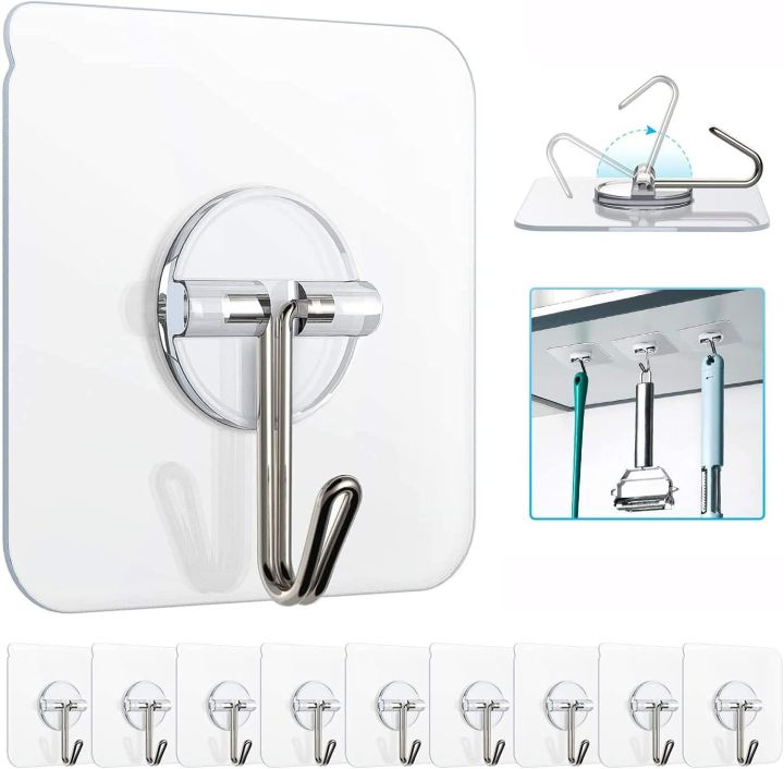 Heavy%20Duty%20Utility%20Wall%20Hooks%20for%20Hanging%20Clothe%20and%20Kitchen%20Bathroom%20Accessories%20Items,%20ABS%20Plastic%20Transparent%20Hanger%20for%20Towel%20Stainless%20Steel%20Self%20Adhesive%20Reusable%20Hook%20for%20Household%20(1,3,5,10%20Pcs)%20-%20Image%202