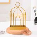 1pc Fireproof Mosquito Coil Holder – Wrought Iron Hanging Birdcage Design. 