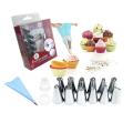 8 Piece Cake Decorating Set Frosting Icing Piping Bag Tips with Steel Nozzles Re-usable & Washable.