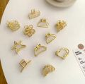 6pcs Korean Minimalist Style Gold Color Hair Catch Clips Women Hair Accessories Metal Hair Catchers. 