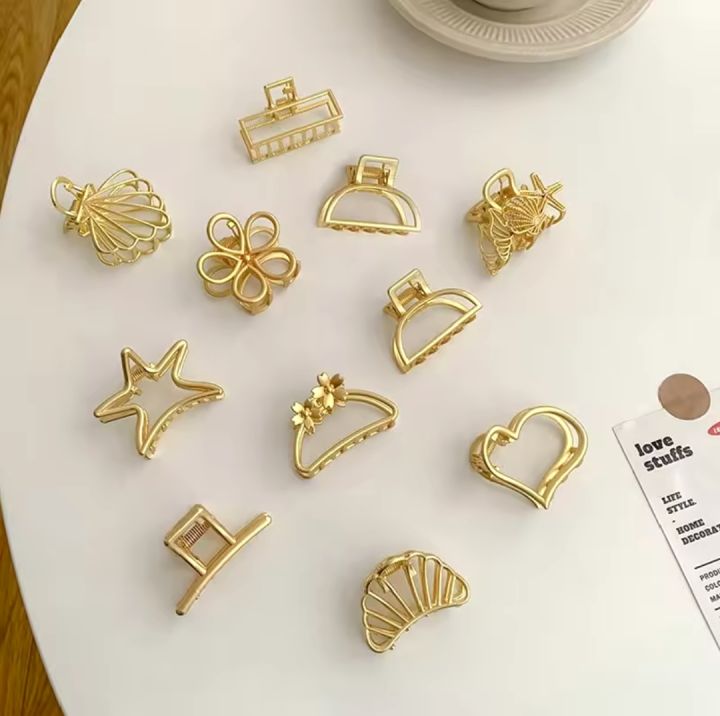6pcs%20Korean%20Minimalist%20Style%20Gold%20Color%20Hair%20Catch%20Clips%20Women%20Hair%20Accessories%20Metal%20Hair%20Catchers%20-%20Image%205