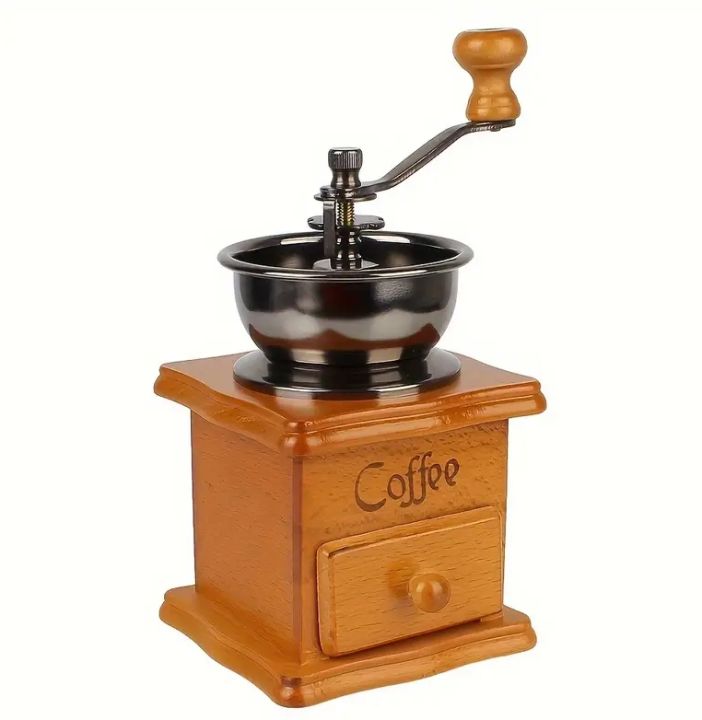 Vintage Manual Coffee Grinder Burr Hand Crank Coffee Grinders Wooden ...