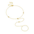 S925 Sterling Silver Simple Gold round Bead Zircon Toe Chain Fashion Individual Beach Ankle Bracelet.