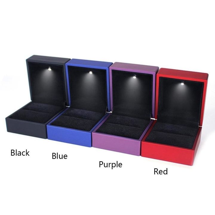 Led Earring Boxes LED Light Ring Box W/ LED Light Black Engagement Jewelry Pendant Box ...