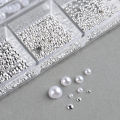 White Pearls Nail Art Rhinestones Half Round Bead Mixed Size Half Round Flatback Pearls For DIY Decoration Nail Bead Stones. 