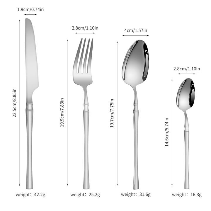 4/6/16/24pcs%20%20Silver%20stainless%20steel%20cutlery%20Steak%20knife%20and%20fork%20dessert%20spoon%20spoon%20and%20teaspoon%20Home%20restaurant%20cutlery%20set%20-%20Image%204