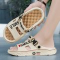 2025 New Men's Massage Slippers Indoor Outdoor Sandals Beach Comfortable Soft Slides Clogs Casual Shoes Men Women Home Slippers. 