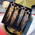 Fashion Star Studs Earrings Luxury Long Tassel Dangle  Statement Accessories for Women Jewelry Wedding Party . 