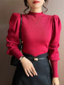 Autumn Winter Sweater Turtleneck Slim Fit Basic Pullovers Fashion Korean Knit Tops Puff Sleeve Womens Sweater Stretch Jumpers. 