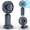 Mini Foldable Hand Fan Handheld Portable Fan with USB Rechargeable Battery Desk Outdoor Neck Hanging 5 Speed Fan. 