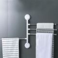 Stainless Steel Suction Cup Mounted Organizer Towel Rack 4 Bars Bathroom Towel Hanging Holder Rotated Towel Bar. 