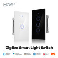 MOES Tuya ZigBee Smart Light Switch Touch Glass Panel Fireproof Neutral Wire Required Remote Control Work With Alexa  Home lightify. 