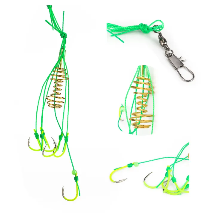 DNDYUJU%204pcs/Box%20Explosion%20Fishing%20Hook%206#-13#%20Fishing%20Lure%20Bait%20Trap%20Feeder%20Cage%20Fishing%20Hook%20with%20Stainless%20Steel%20Springs%20-%20Image%205
