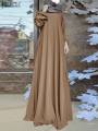 ZANZEA Muslim Women Summer Abaya Sundress Solid Islamic Clothing Marocain Vestido Robe Femme Fashion Long Sleeve Kaftan Dress.