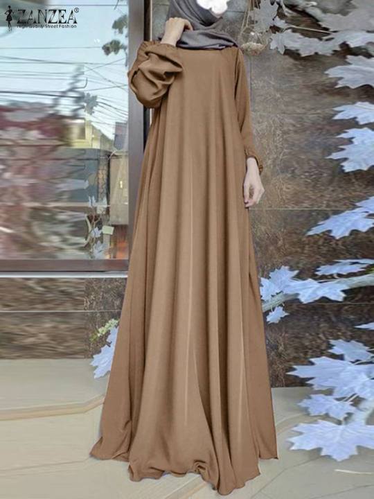 ZANZEA%20Muslim%20Women%20Summer%20Abaya%20Sundress%20Solid%20Islamic%20Clothing%20Marocain%20Vestido%20Robe%20Femme%20Fashion%20Long%20Sleeve%20Kaftan%20Dress%20-%20Image%202