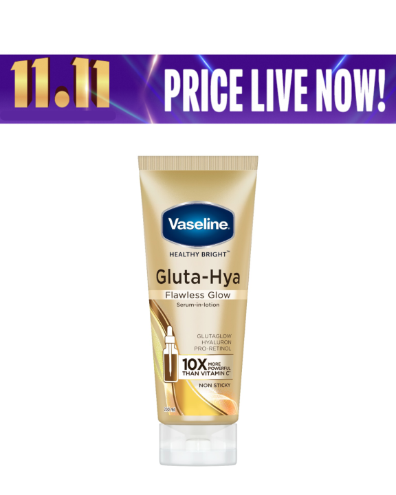 Vaseline Gluta-Hya Flawless Glow Lotion for Face & Body | Gives Brighter Skin | Glutathione & Pro-Retinol Infused Moisturizer, 200ml