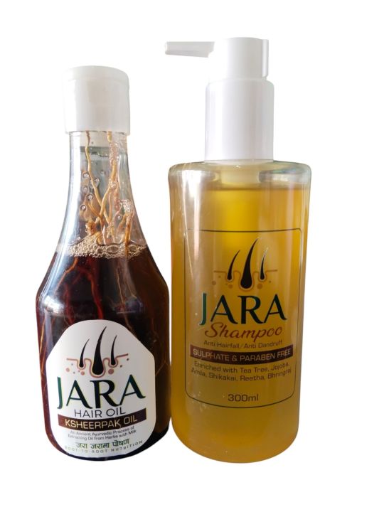 Jara Hair Shampoo (Sulphatee and Parabeen free) 300ml + Jara Hair Oil 210ml
