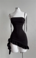 Sleeveless Backless Ruffles Mini Dress Women Summer Y2K Lace Up Black Bodycon Dresses Party Club Streetwear 2025 New Sundress. 