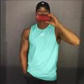 2026 summer Men fitness casual Tank top sleeveless pullover Male mesh breathable round collar Tops print lightweight men vest. 