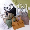Sexy Women Tops Back Cross Strap Tank Top Push Up Running Sports Bra Breathable Soft Fitness Beauty Solid Color Yoga Bra. 
