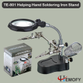 TE-801 Helping Hand Soldering Stand 4x 12x magnifying glass with 2 LED Light workbench repairing lamp Tool (Battery not include) | Hemofy |. 
