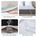 1pc Soft Lightweight Thin Mattress Cover with Elastic Bands, Waterproof Terry Cloth Fitted Sheet, Grey/White. 