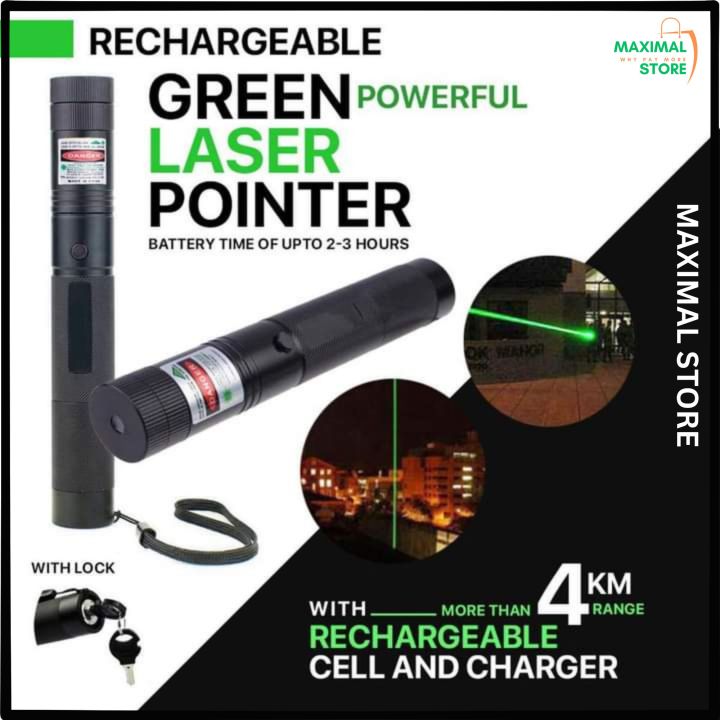 303 Green Laser Light 4Km Range Rechargeable best for presntations and Signals best fpr forces use with key lock