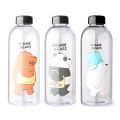 1000ml Cute Bear Cartoon Water Bottle – Frosted Transparent Leak-Proof Straw Bottle, Stylish & Fun Drinkware for Kids & Adults. 