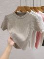 2025 Summer T shirts for Women Casual Female Korean Knit Streetwear Tees Basic Solid Young Cool Tops. 