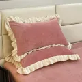 Lace  Thickened Milk Velvet Pillow Case Pair   Cozy Skin-friendly Dual-sided Pillowcase Single Person Pillow. 